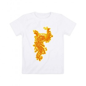 Детская футболка хлопок с принтом Жар птица в Санкт-Петербурге, 100% хлопок | круглый вырез горловины, полуприлегающий силуэт, длина до линии бедер | 