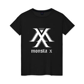 Женская футболка хлопок с принтом MONSTA X_5 в Санкт-Петербурге, 100% хлопок | прямой крой, круглый вырез горловины, длина до линии бедер, слегка спущенное плечо | monsta x | монст х