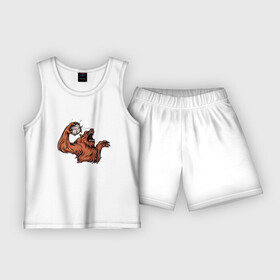 Детская пижама с шортами хлопок с принтом Медведь с мячом в Санкт-Петербурге,  |  | bear | sport | волейбол | животные | медведь | мишка | мяч | спорт