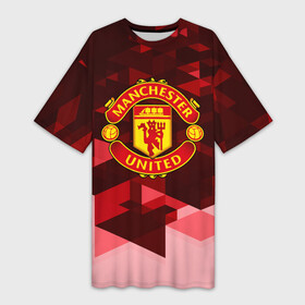 Платье-футболка 3D с принтом Manchester United Abstract в Санкт-Петербурге,  |  | england | football | logo | manchester united | sport | абстракция | англия | арт | геометрия | лига | лого | манчестер | спорт | текстура | фигуры | фк | футбол | футбольный клуб | эмблема