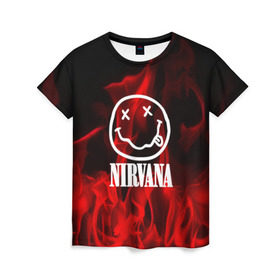 Женская футболка 3D с принтом NIRVANA в Санкт-Петербурге, 100% полиэфир ( синтетическое хлопкоподобное полотно) | прямой крой, круглый вырез горловины, длина до линии бедер | nirvana | punk | rock | альтернативный хип хоп | группа | инди поп | музыка | музыкальное произведение | ноты | панк | регги | рок | синти поп