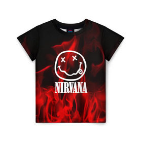 Детская футболка 3D с принтом NIRVANA в Санкт-Петербурге, 100% гипоаллергенный полиэфир | прямой крой, круглый вырез горловины, длина до линии бедер, чуть спущенное плечо, ткань немного тянется | nirvana | punk | rock | альтернативный хип хоп | группа | инди поп | музыка | музыкальное произведение | ноты | панк | регги | рок | синти поп