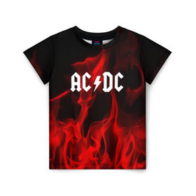 Детская футболка 3D с принтом AC DC в Санкт-Петербурге, 100% гипоаллергенный полиэфир | прямой крой, круглый вырез горловины, длина до линии бедер, чуть спущенное плечо, ткань немного тянется | ac dc | punk | rock | альтернативный хип хоп | группа | инди поп | музыка | музыкальное произведение | ноты | панк | регги | рок | синти поп