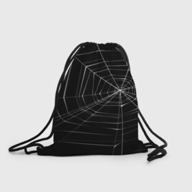 Рюкзак-мешок 3D с принтом Паутина в Санкт-Петербурге, 100% полиэстер | плотность ткани — 200 г/м2, размер — 35 х 45 см; лямки — толстые шнурки, застежка на шнуровке, без карманов и подкладки | паук | сеть | черный
