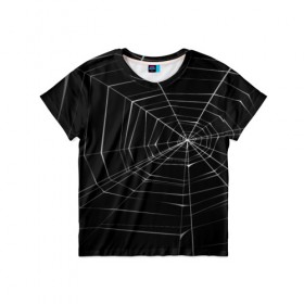 Детская футболка 3D с принтом Паутина в Санкт-Петербурге, 100% гипоаллергенный полиэфир | прямой крой, круглый вырез горловины, длина до линии бедер, чуть спущенное плечо, ткань немного тянется | паук | сеть | черный
