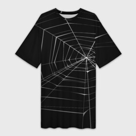 Платье-футболка 3D с принтом Паутина в Санкт-Петербурге,  |  | Тематика изображения на принте: паук | сеть | черный