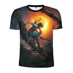 Мужская футболка 3D спортивная с принтом Shadow of the Tomb Raider в Санкт-Петербурге, 100% полиэстер с улучшенными характеристиками | приталенный силуэт, круглая горловина, широкие плечи, сужается к линии бедра | croft | lara | raider | tomb | гробниц | крофт | лара | расхитительница