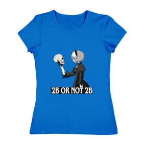Женская футболка хлопок с принтом 2B or not 2B в Санкт-Петербурге, 100% хлопок | прямой крой, круглый вырез горловины, длина до линии бедер, слегка спущенное плечо | Тематика изображения на принте: 2b or not 2b | automata