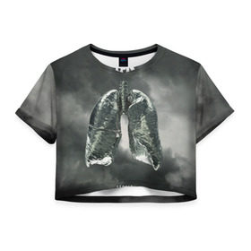 Женская футболка 3D укороченная с принтом TFK Exhale в Санкт-Петербурге, 100% полиэстер | круглая горловина, длина футболки до линии талии, рукава с отворотами | tfk | thousand foot krutch