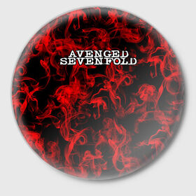 Значок с принтом Avenged Sevenfold в Санкт-Петербурге,  металл | круглая форма, металлическая застежка в виде булавки | avenged sevenfold | metal | rock | sevenfold | группа | отомщенный | отомщенный семикратно | рок | рокеры