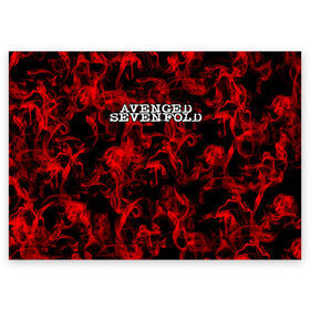 Поздравительная открытка с принтом Avenged Sevenfold в Санкт-Петербурге, 100% бумага | плотность бумаги 280 г/м2, матовая, на обратной стороне линовка и место для марки
 | Тематика изображения на принте: avenged sevenfold | metal | rock | sevenfold | группа | отомщенный | отомщенный семикратно | рок | рокеры