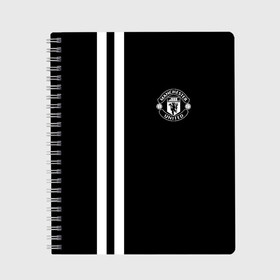 Тетрадь с принтом Manchester United Black&White в Санкт-Петербурге, 100% бумага | 48 листов, плотность листов — 60 г/м2, плотность картонной обложки — 250 г/м2. Листы скреплены сбоку удобной пружинной спиралью. Уголки страниц и обложки скругленные. Цвет линий — светло-серый
 | england | football | logo | manchester united | sport | англия | арт | лига | лого | манчестер юнайтед | спорт | текстура | фк | футбол | футбольный клуб | эмблема