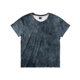 Детская футболка 3D с принтом Джинсовый дизайн в Санкт-Петербурге, 100% гипоаллергенный полиэфир | прямой крой, круглый вырез горловины, длина до линии бедер, чуть спущенное плечо, ткань немного тянется | abstraction | texture | абстракция | джинсовый фон | джинсы | текстуры