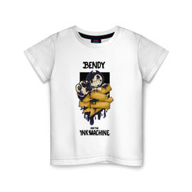 Детская футболка хлопок с принтом Bendy and the Ink Machine в Санкт-Петербурге, 100% хлопок | круглый вырез горловины, полуприлегающий силуэт, длина до линии бедер | 0x000000123 | bendy | ink machine | бенди
