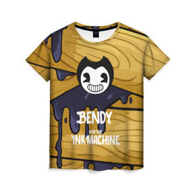 Женская футболка 3D с принтом Bendy and the Ink Machine в Санкт-Петербурге, 100% полиэфир ( синтетическое хлопкоподобное полотно) | прямой крой, круглый вырез горловины, длина до линии бедер | 0x000000123 | bendy | ink machine | бенди