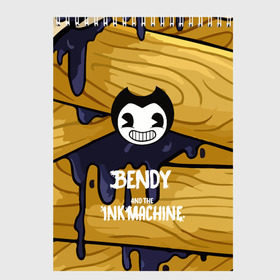 Скетчбук с принтом Bendy and the Ink Machine в Санкт-Петербурге, 100% бумага
 | 48 листов, плотность листов — 100 г/м2, плотность картонной обложки — 250 г/м2. Листы скреплены сверху удобной пружинной спиралью | 0x000000123 | bendy | ink machine | бенди