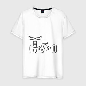 Мужская футболка хлопок с принтом Велосипед программиста в Санкт-Петербурге, 100% хлопок | прямой крой, круглый вырез горловины, длина до линии бедер, слегка спущенное плечо. | велосипед | код | программирование | программист | символы