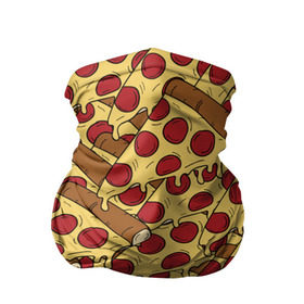 Бандана-труба 3D с принтом Pizza в Санкт-Петербурге, 100% полиэстер, ткань с особыми свойствами — Activecool | плотность 150‒180 г/м2; хорошо тянется, но сохраняет форму | Тематика изображения на принте: cheese | fast food | food | junk food | pizza | еда | пицца | сыр | фастфут