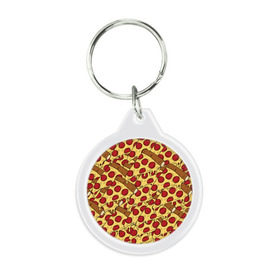 Брелок круглый с принтом Pizza в Санкт-Петербурге, пластик и полированная сталь | круглая форма, металлическое крепление в виде кольца | cheese | fast food | food | junk food | pizza | еда | пицца | сыр | фастфут