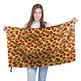 Флаг 3D с принтом Pizza в Санкт-Петербурге, 100% полиэстер | плотность ткани — 95 г/м2, размер — 67 х 109 см. Принт наносится с одной стороны | Тематика изображения на принте: cheese | fast food | food | junk food | pizza | еда | пицца | сыр | фастфут