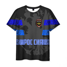 Мужская футболка 3D с принтом Полиция в Санкт-Петербурге, 100% полиэфир | прямой крой, круглый вырез горловины, длина до линии бедер | 02 | 112 | мвд | милиция | россия | рф