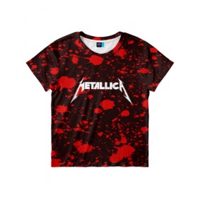 Детская футболка 3D с принтом Metallica в Санкт-Петербурге, 100% гипоаллергенный полиэфир | прямой крой, круглый вырез горловины, длина до линии бедер, чуть спущенное плечо, ткань немного тянется | metallica | punk | rock | альтернативный хип хоп | группа | инди поп | музыка | музыкальное произведение | ноты | панк | регги | рок | синти поп