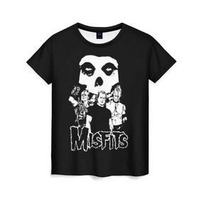 Женская футболка 3D с принтом Misfits в Санкт-Петербурге, 100% полиэфир ( синтетическое хлопкоподобное полотно) | прямой крой, круглый вырез горловины, длина до линии бедер | horror | punk | rock | альтернатива | группа | мисфитс | неприкаянные | панк | рок | хоррор