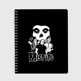 Тетрадь с принтом Misfits в Санкт-Петербурге, 100% бумага | 48 листов, плотность листов — 60 г/м2, плотность картонной обложки — 250 г/м2. Листы скреплены сбоку удобной пружинной спиралью. Уголки страниц и обложки скругленные. Цвет линий — светло-серый
 | horror | punk | rock | альтернатива | группа | мисфитс | неприкаянные | панк | рок | хоррор