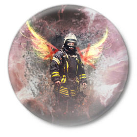 Значок с принтом Пожарный в Санкт-Петербурге,  металл | круглая форма, металлическая застежка в виде булавки | 
