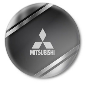Значок с принтом MITSUBISHI SPORT в Санкт-Петербурге,  металл | круглая форма, металлическая застежка в виде булавки |  машина | марка | митсубиси