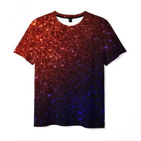 Мужская футболка 3D с принтом Из лавы в космос в Санкт-Петербурге, 100% полиэфир | прямой крой, круглый вырез горловины, длина до линии бедер | абстракция | арт | звезды | космос | пятна | следы | тень | точки