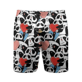 Мужские шорты 3D спортивные с принтом Funny Panda в Санкт-Петербурге,  |  | bear | heart | positive | медведь | мишка | орнамент | панда | подарок | позитив | сердечки | сердце | сюрприз | узор
