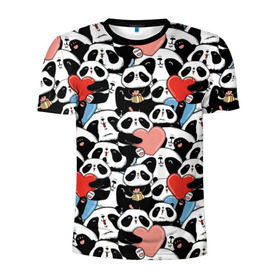 Мужская футболка 3D спортивная с принтом Funny Panda в Санкт-Петербурге, 100% полиэстер с улучшенными характеристиками | приталенный силуэт, круглая горловина, широкие плечи, сужается к линии бедра | Тематика изображения на принте: bear | heart | positive | медведь | мишка | орнамент | панда | подарок | позитив | сердечки | сердце | сюрприз | узор