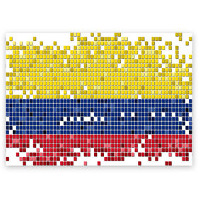 Поздравительная открытка с принтом Флаг Колумбии в Санкт-Петербурге, 100% бумага | плотность бумаги 280 г/м2, матовая, на обратной стороне линовка и место для марки
 | пиксельный