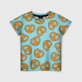 Детская футболка 3D с принтом Сердца Крендельки в Санкт-Петербурге, 100% гипоаллергенный полиэфир | прямой крой, круглый вырез горловины, длина до линии бедер, чуть спущенное плечо, ткань немного тянется | food | hearts | love | pattern | pretzels | vegetarian | вегетарианство | еда | крендели | любовь | паттерн | правильное питание | претцели | сердца