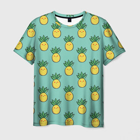 Мужская футболка 3D с принтом Ананас в Санкт-Петербурге, 100% полиэфир | прямой крой, круглый вырез горловины, длина до линии бедер | food | pattern | vegetarian | ананас | вегетарианство | еда | паттерн | правильное питание