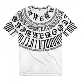 Мужская футболка 3D с принтом Каллиграфия БАРБЕР WHITE в Санкт-Петербурге, 100% полиэфир | прямой крой, круглый вырез горловины, длина до линии бедер | Тематика изображения на принте: 