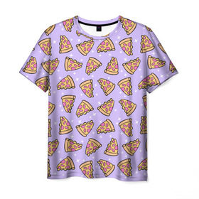 Мужская футболка 3D с принтом Пицца Мун в Санкт-Петербурге, 100% полиэфир | прямой крой, круглый вырез горловины, длина до линии бедер | food | pattern | pizza | sailor moon | еда | паттерн | пицца | сейлор мун