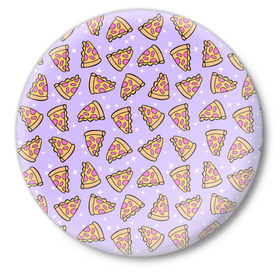 Значок с принтом Пицца Мун в Санкт-Петербурге,  металл | круглая форма, металлическая застежка в виде булавки | Тематика изображения на принте: food | pattern | pizza | sailor moon | еда | паттерн | пицца | сейлор мун