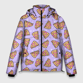 Мужская зимняя куртка 3D с принтом Пицца Мун в Санкт-Петербурге, верх — 100% полиэстер; подкладка — 100% полиэстер; утеплитель — 100% полиэстер | длина ниже бедра, свободный силуэт Оверсайз. Есть воротник-стойка, отстегивающийся капюшон и ветрозащитная планка. 

Боковые карманы с листочкой на кнопках и внутренний карман на молнии. | Тематика изображения на принте: food | pattern | pizza | sailor moon | еда | паттерн | пицца | сейлор мун