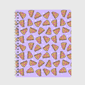 Тетрадь с принтом Пицца Мун в Санкт-Петербурге, 100% бумага | 48 листов, плотность листов — 60 г/м2, плотность картонной обложки — 250 г/м2. Листы скреплены сбоку удобной пружинной спиралью. Уголки страниц и обложки скругленные. Цвет линий — светло-серый
 | Тематика изображения на принте: food | pattern | pizza | sailor moon | еда | паттерн | пицца | сейлор мун