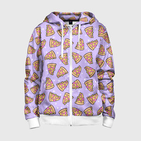 Детская толстовка 3D на молнии с принтом Пицца Мун в Санкт-Петербурге, 100% полиэстер |  манжеты и пояс оформлены широкой мягкой резинкой, двухслойный капюшон со шнурком для регулировки, спереди карманы и застежка-молния
 | food | pattern | pizza | sailor moon | еда | паттерн | пицца | сейлор мун