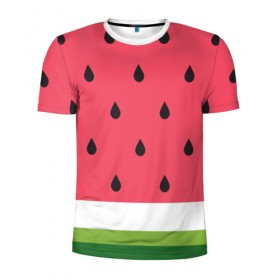 Мужская футболка 3D спортивная с принтом Арбузная в Санкт-Петербурге, 100% полиэстер с улучшенными характеристиками | приталенный силуэт, круглая горловина, широкие плечи, сужается к линии бедра | food | pattern | vegan | vegetarian | watermelon | арбуз | веган | вегетарианство | еда | паттерн