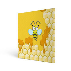 Холст квадратный с принтом Пчелка в Санкт-Петербурге, 100% ПВХ |  | Тематика изображения на принте: животные | лето | мед | насекомые | природа | пчела | пчелка | соты