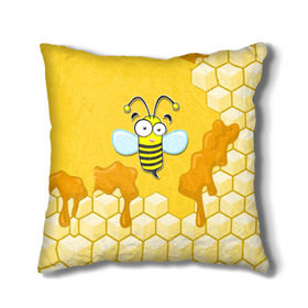 Подушка 3D с принтом Пчелка в Санкт-Петербурге, наволочка – 100% полиэстер, наполнитель – холлофайбер (легкий наполнитель, не вызывает аллергию). | состоит из подушки и наволочки. Наволочка на молнии, легко снимается для стирки | животные | лето | мед | насекомые | природа | пчела | пчелка | соты