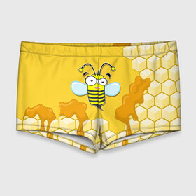 Мужские купальные плавки 3D с принтом Пчелка в Санкт-Петербурге, Полиэстер 85%, Спандекс 15% |  | Тематика изображения на принте: животные | лето | мед | насекомые | природа | пчела | пчелка | соты