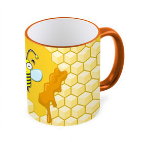 Кружка 3D с принтом Пчелка в Санкт-Петербурге, керамика | ёмкость 330 мл | Тематика изображения на принте: животные | лето | мед | насекомые | природа | пчела | пчелка | соты