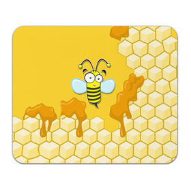 Коврик прямоугольный с принтом Пчелка в Санкт-Петербурге, натуральный каучук | размер 230 х 185 мм; запечатка лицевой стороны | животные | лето | мед | насекомые | природа | пчела | пчелка | соты