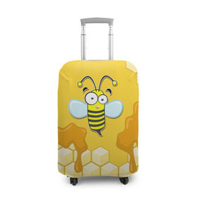 Чехол для чемодана 3D с принтом Пчелка в Санкт-Петербурге, 86% полиэфир, 14% спандекс | двустороннее нанесение принта, прорези для ручек и колес | Тематика изображения на принте: животные | лето | мед | насекомые | природа | пчела | пчелка | соты