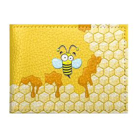Обложка для студенческого билета с принтом Пчелка в Санкт-Петербурге, натуральная кожа | Размер: 11*8 см; Печать на всей внешней стороне | Тематика изображения на принте: животные | лето | мед | насекомые | природа | пчела | пчелка | соты